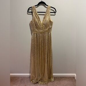 Gold sequin gown in size L
